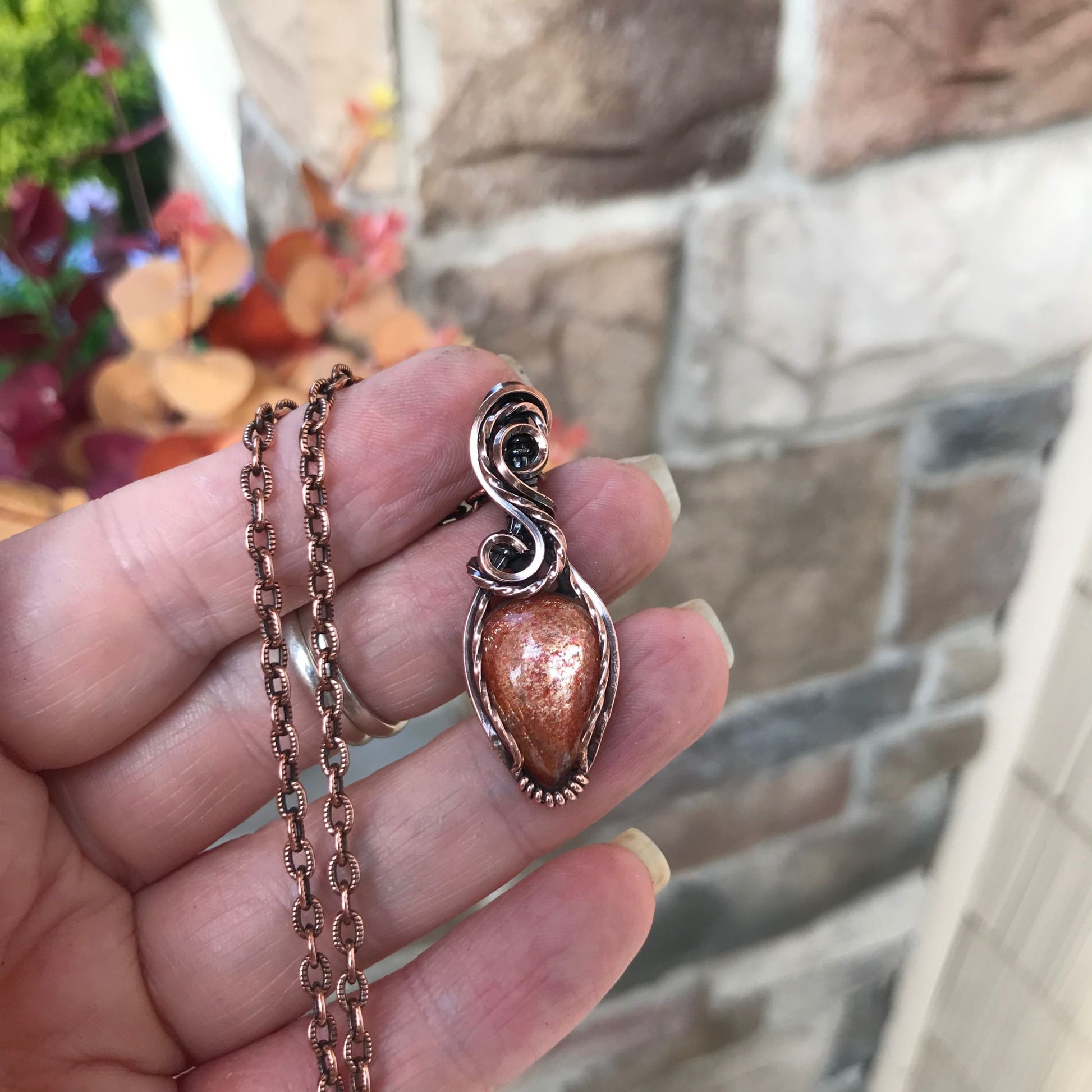 Golden Sunstone Small Copper Necklace