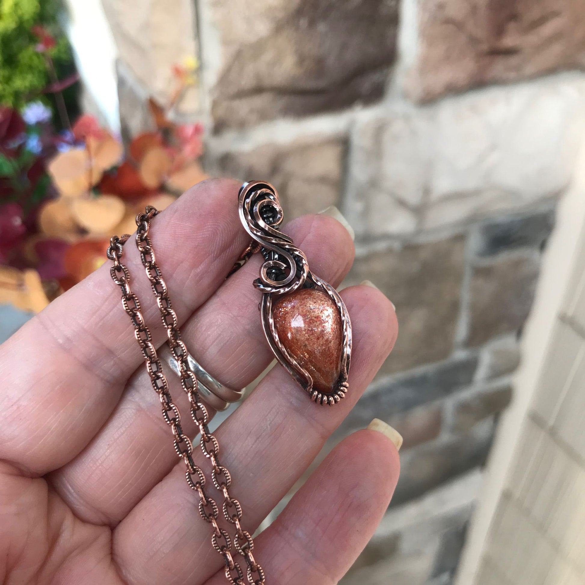 Golden Sunstone Small Copper Necklace