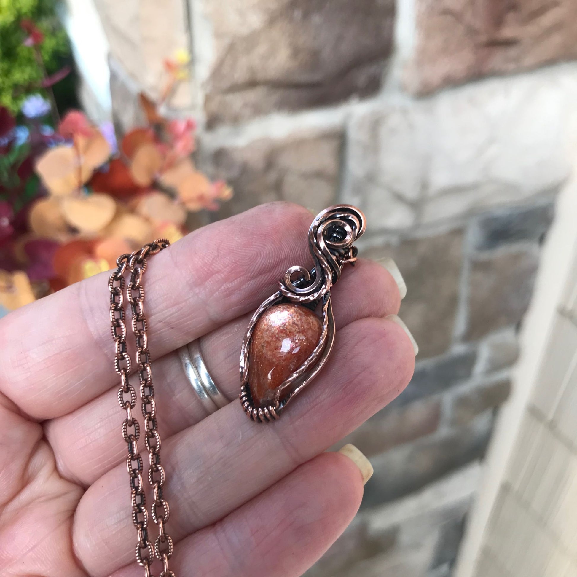 Golden Sunstone Small Copper Necklace