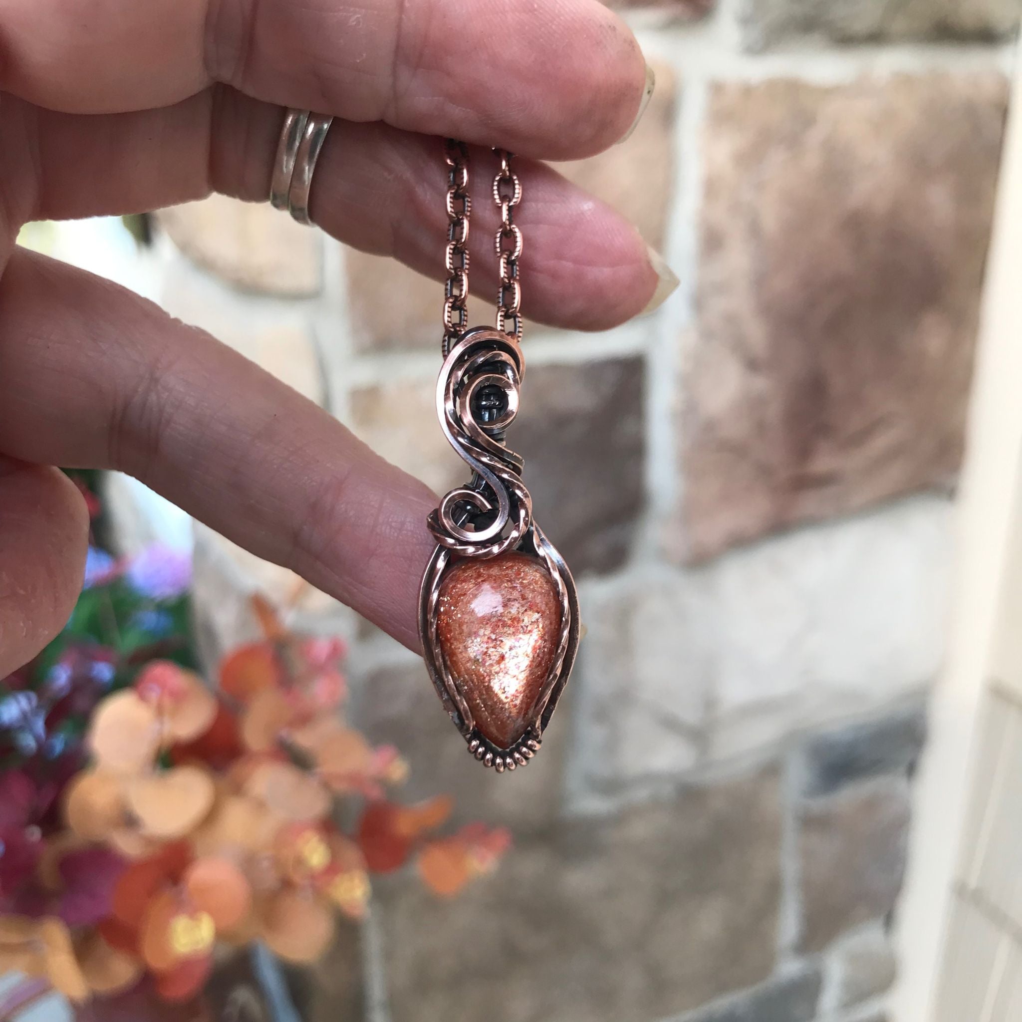 Golden Sunstone Small Copper Necklace