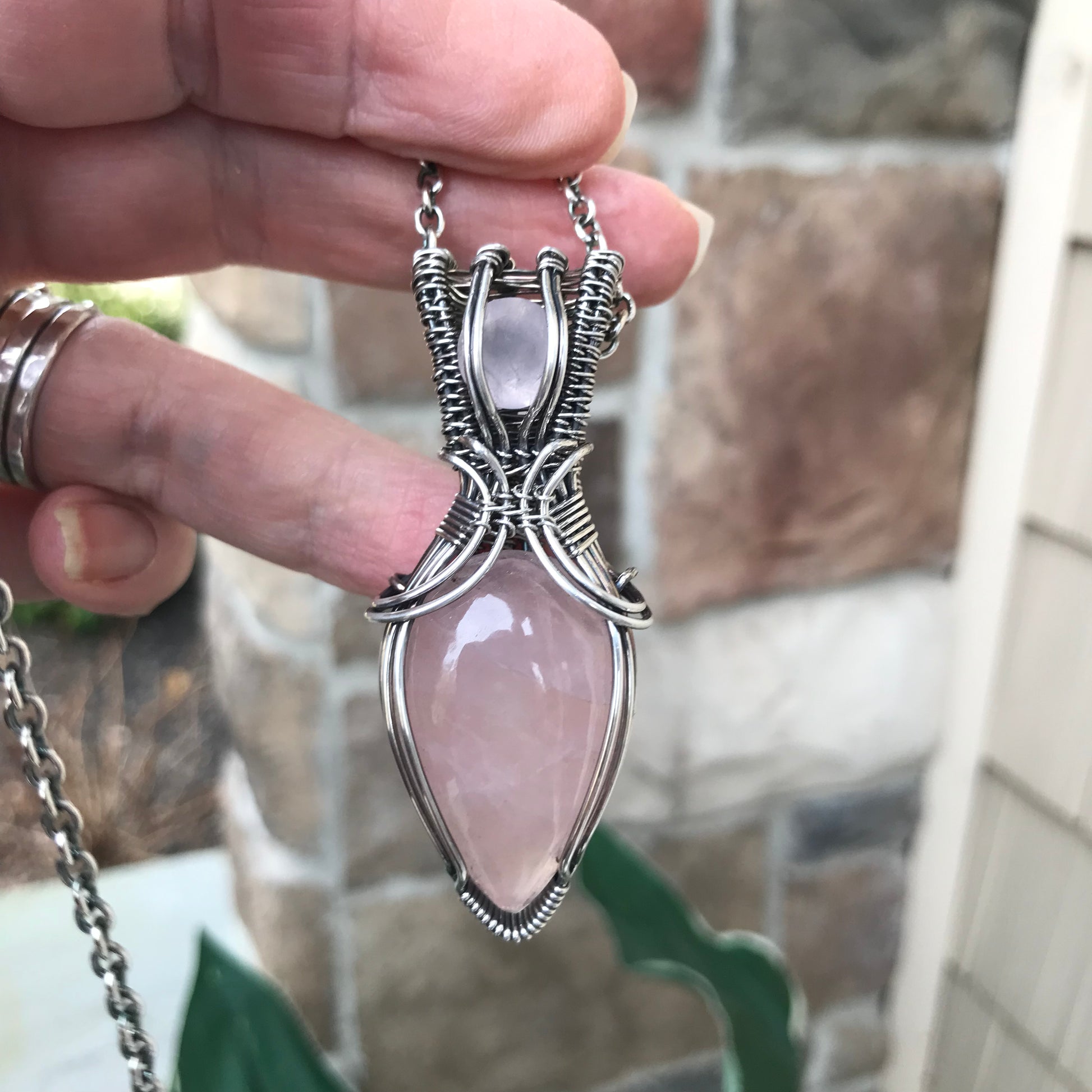 Custom Listing - Rose Quartz Sterling Silver Necklace