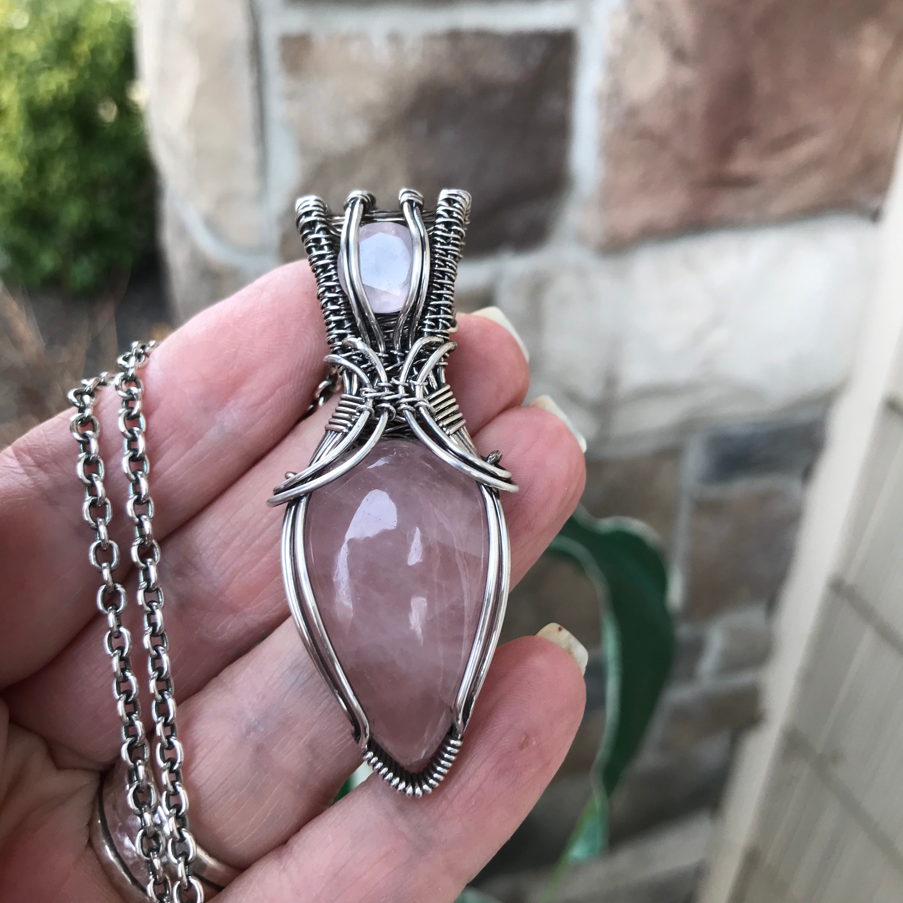 Custom Listing - Rose Quartz Sterling Silver Necklace