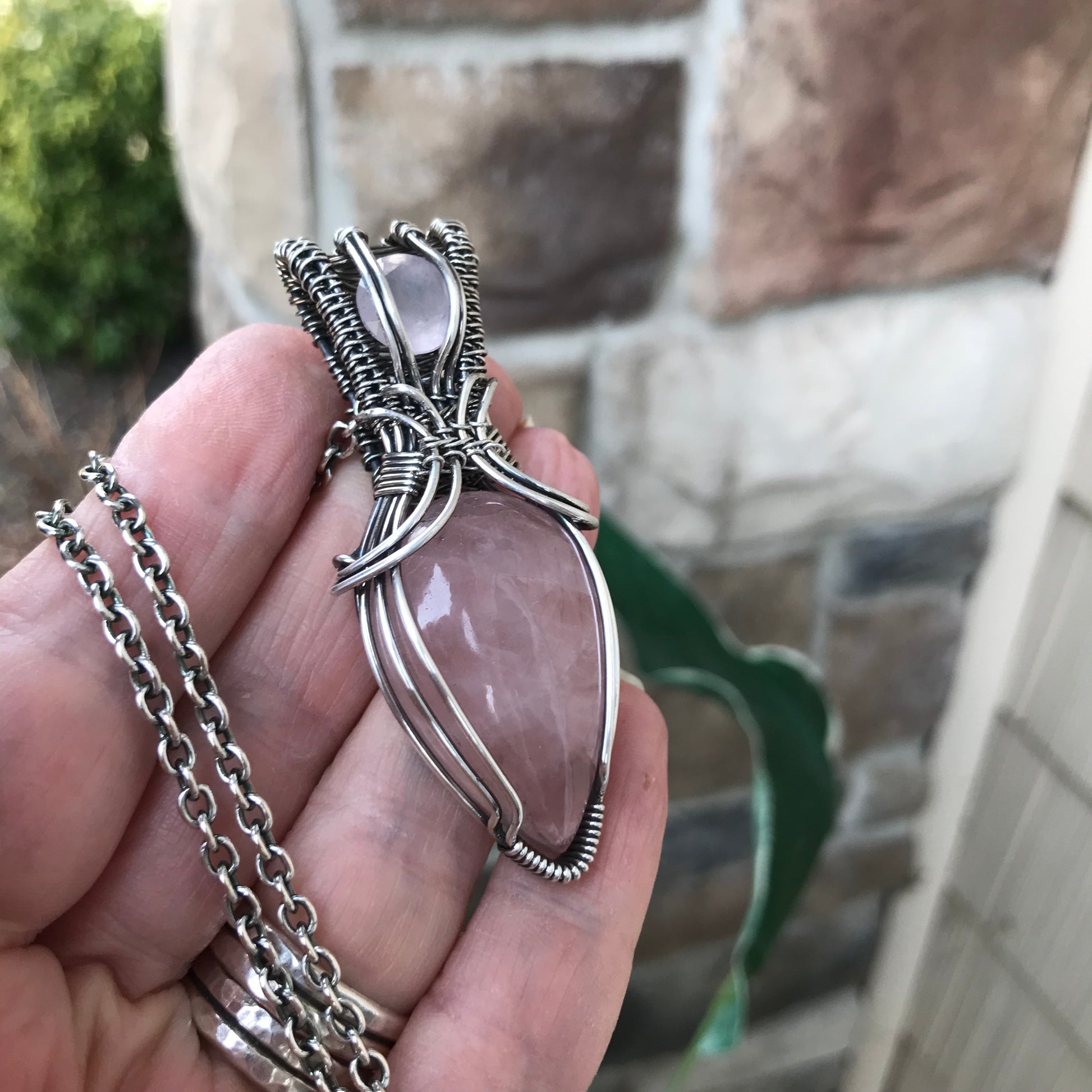 Custom Listing - Rose Quartz Sterling Silver Necklace