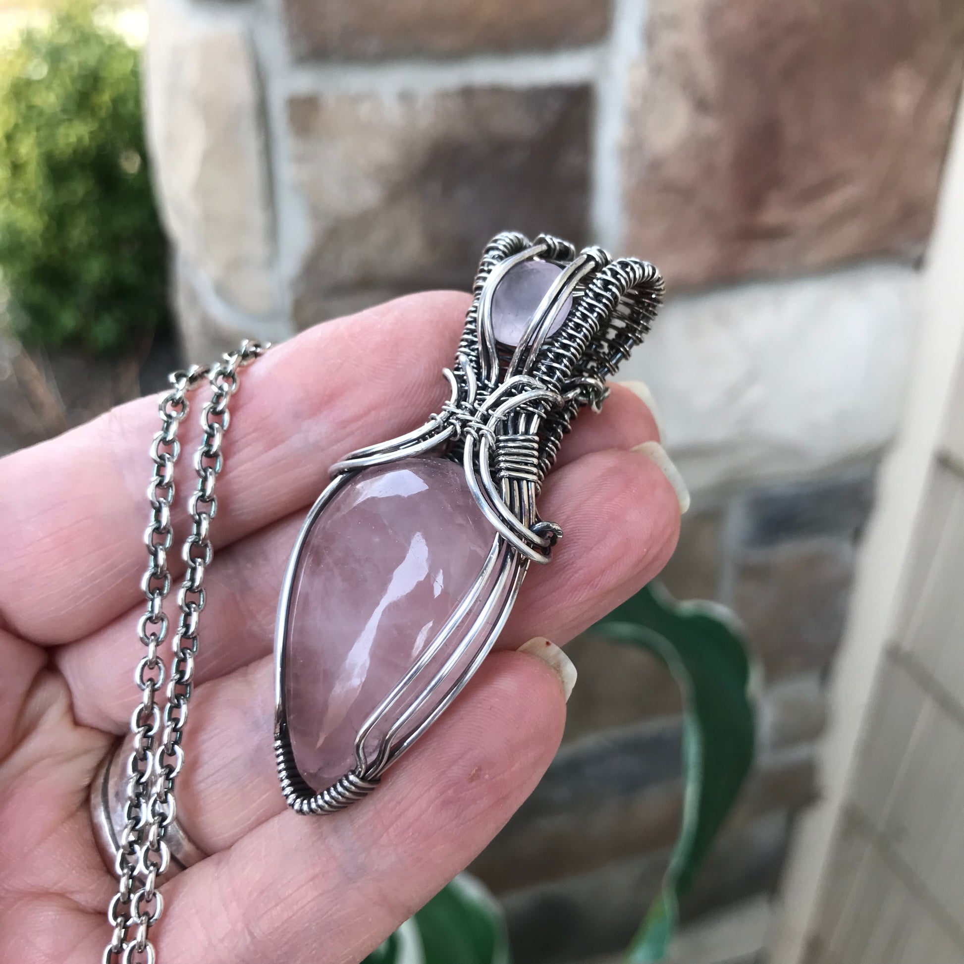 Custom Listing - Rose Quartz Sterling Silver Necklace