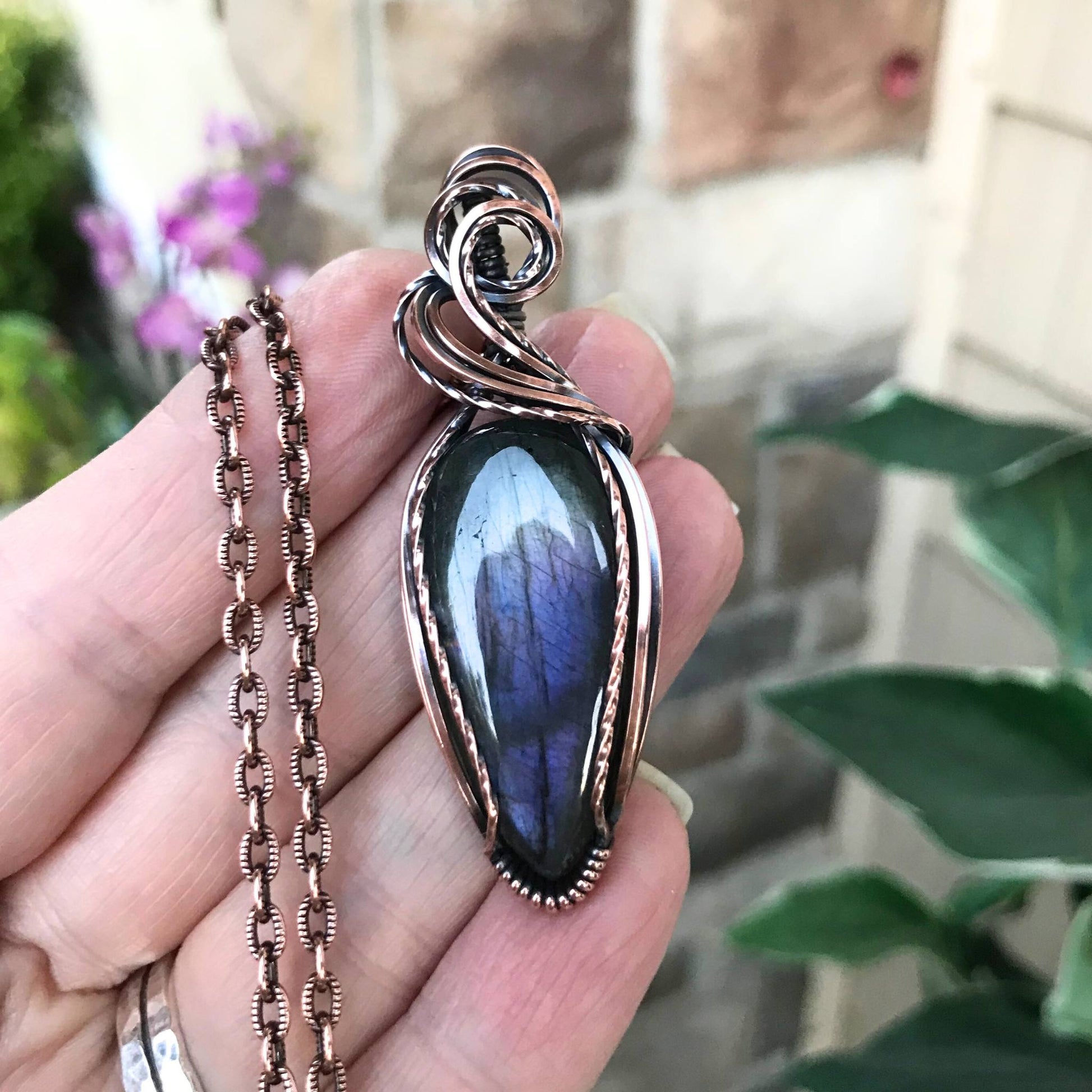 Purple & Light Green Copper Pendant