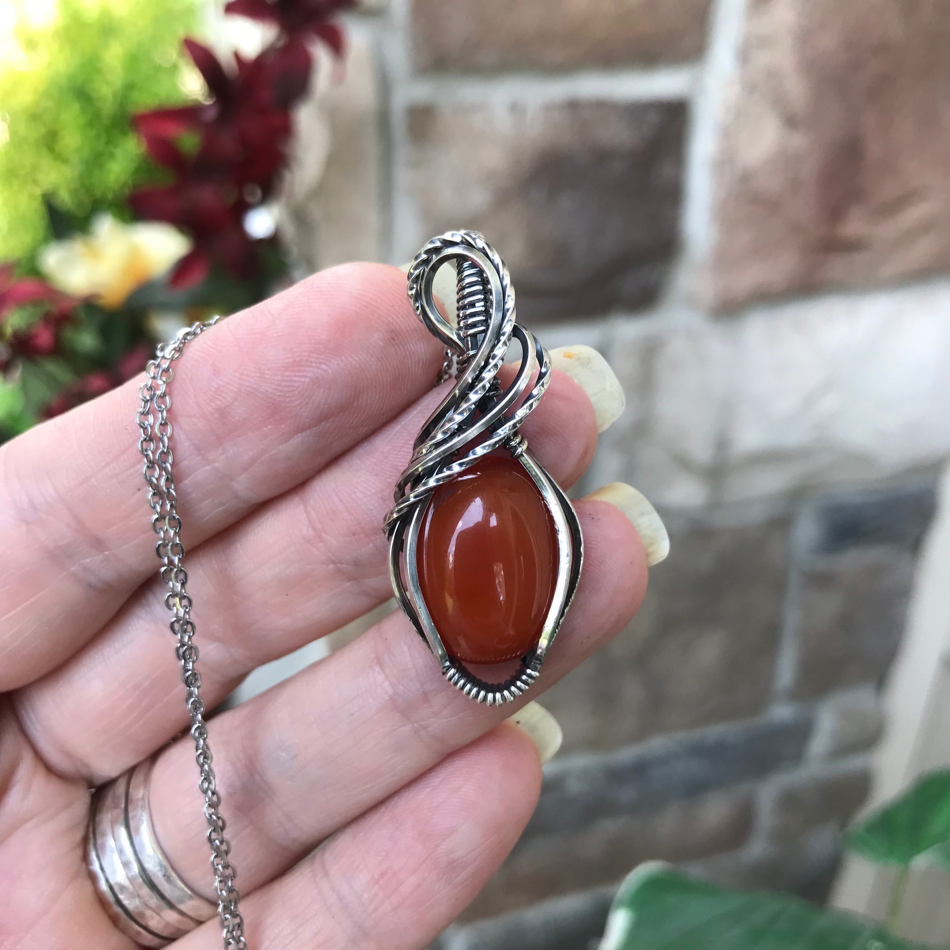 Carnalian Sterling Silver Necklace