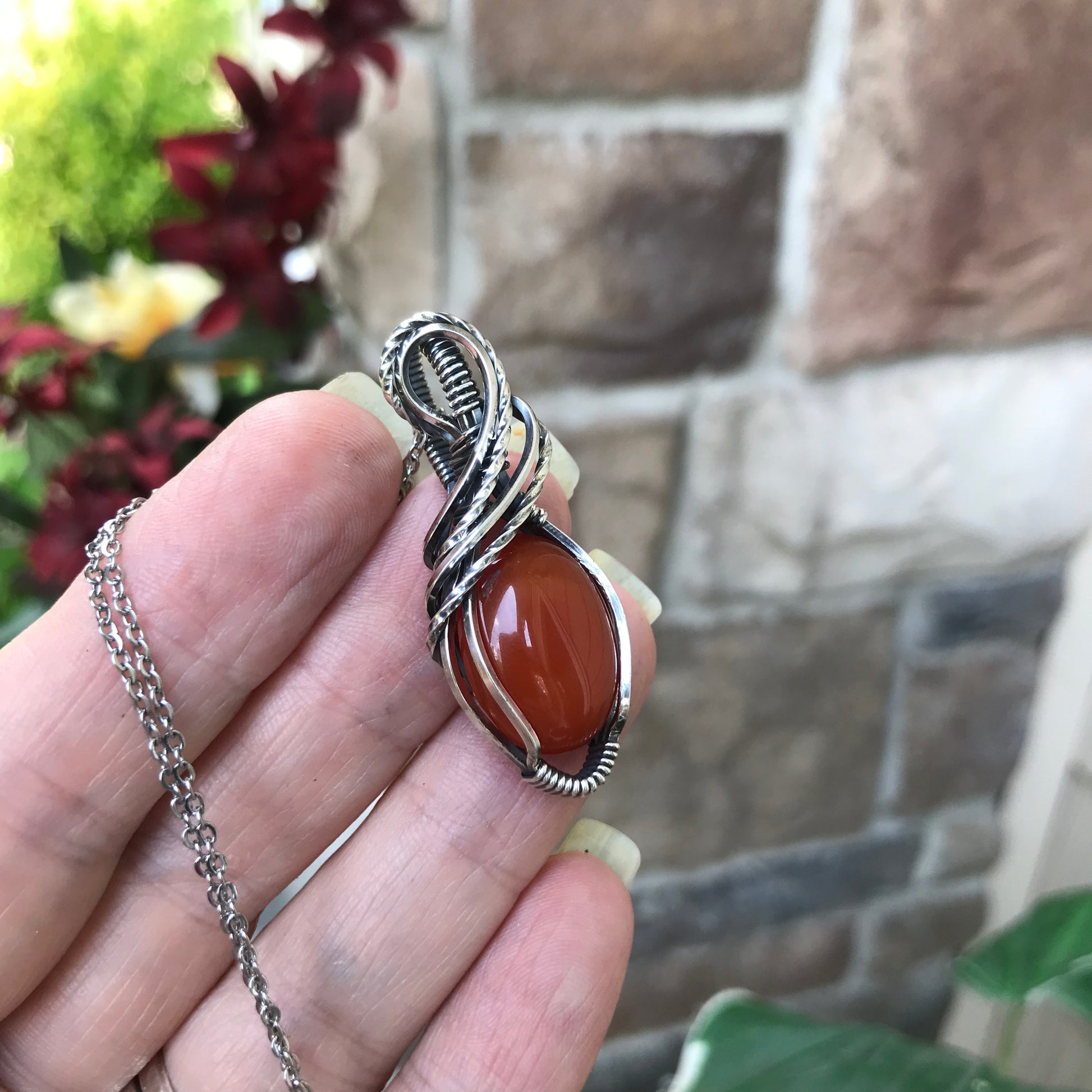 Carnalian Sterling Silver Necklace