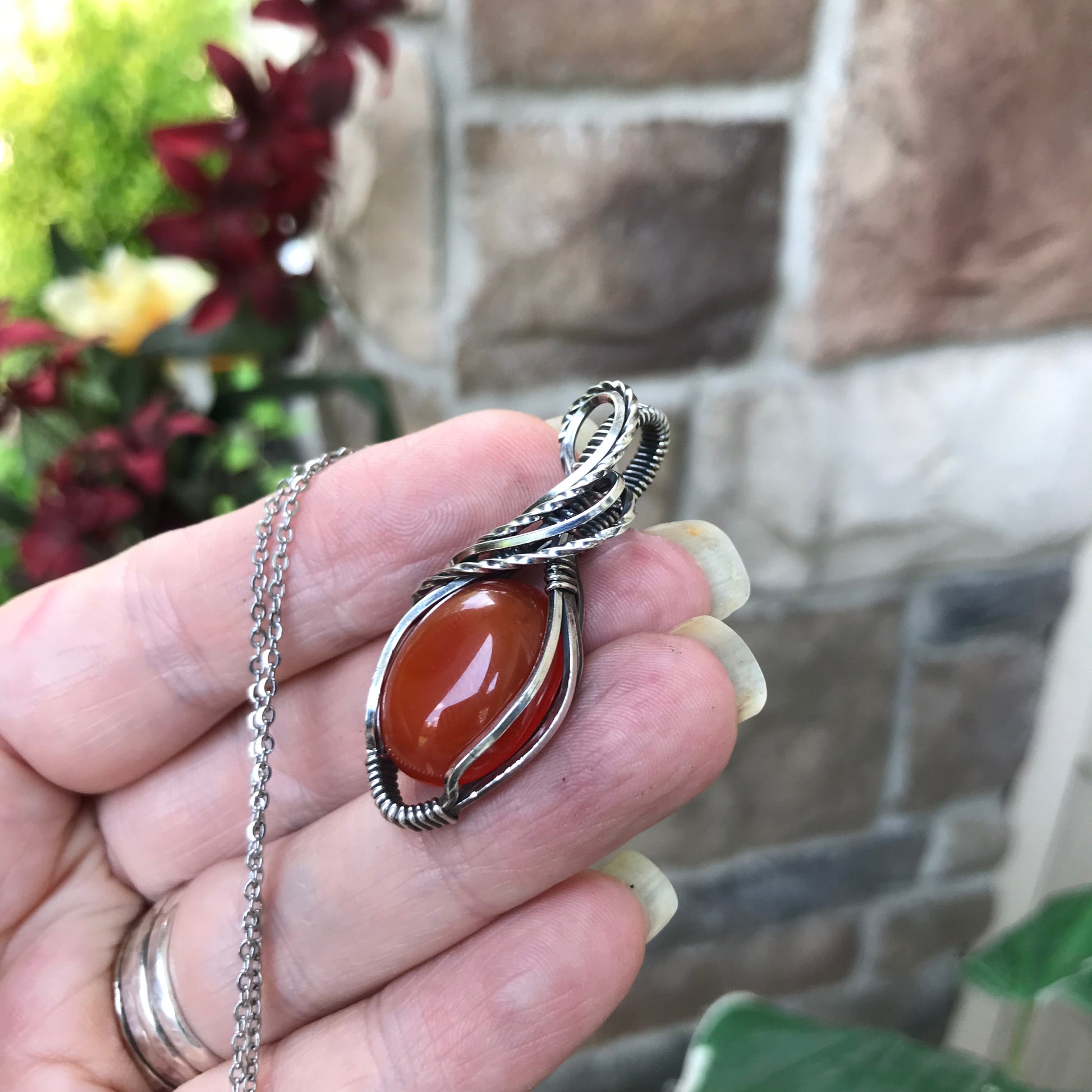 Carnalian Sterling Silver Necklace