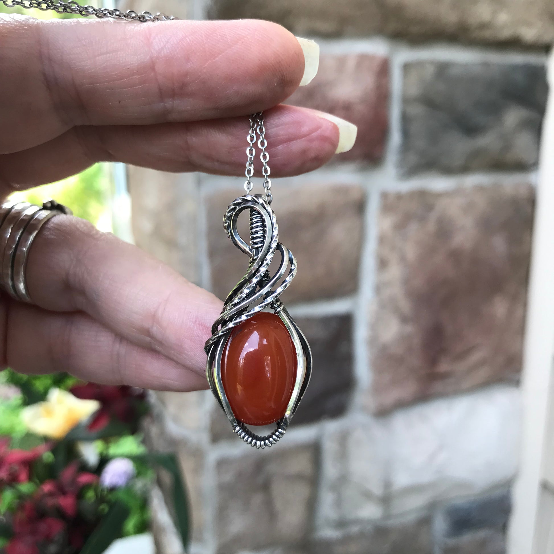 Carnalian Sterling Silver Necklace