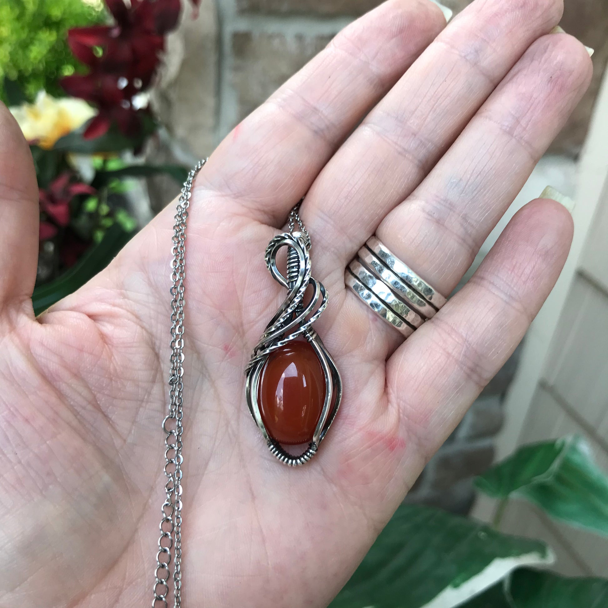 Carnalian Sterling Silver Necklace