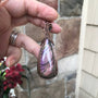 Orange amber purple labradorite slender copper wire wrapped pendant by Moonlet Jewelry