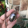 Purple pink labradorite copper wire wrapped pendant by Moonlet Jewelry