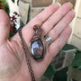Purple pink labradorite copper wire wrapped pendant by Moonlet Jewelry