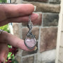 Rose quartz heart shaped sterling silver wire wrapped pendant by Moonlet Jewelry