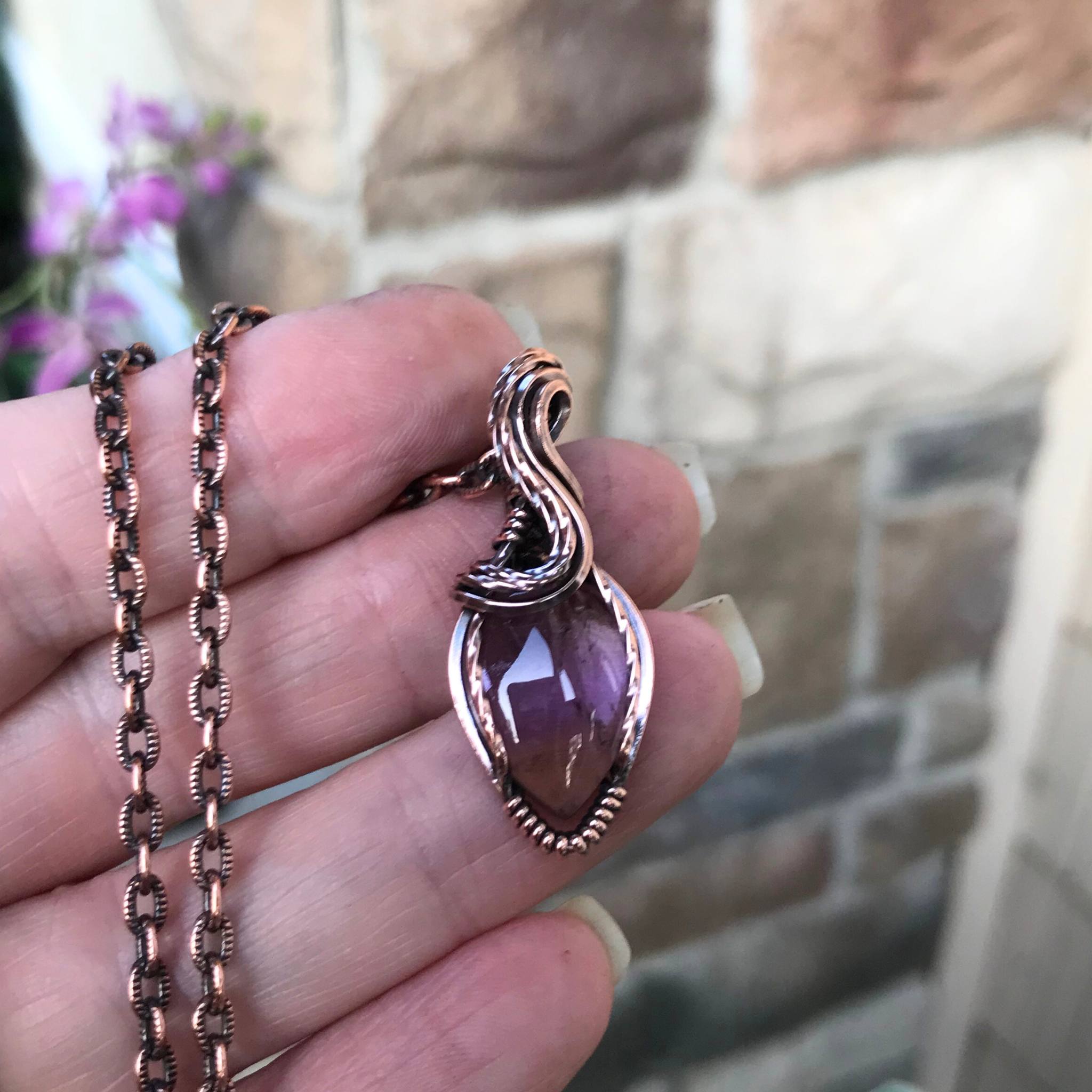 Ametrine Small Teardrop Copper Pendant