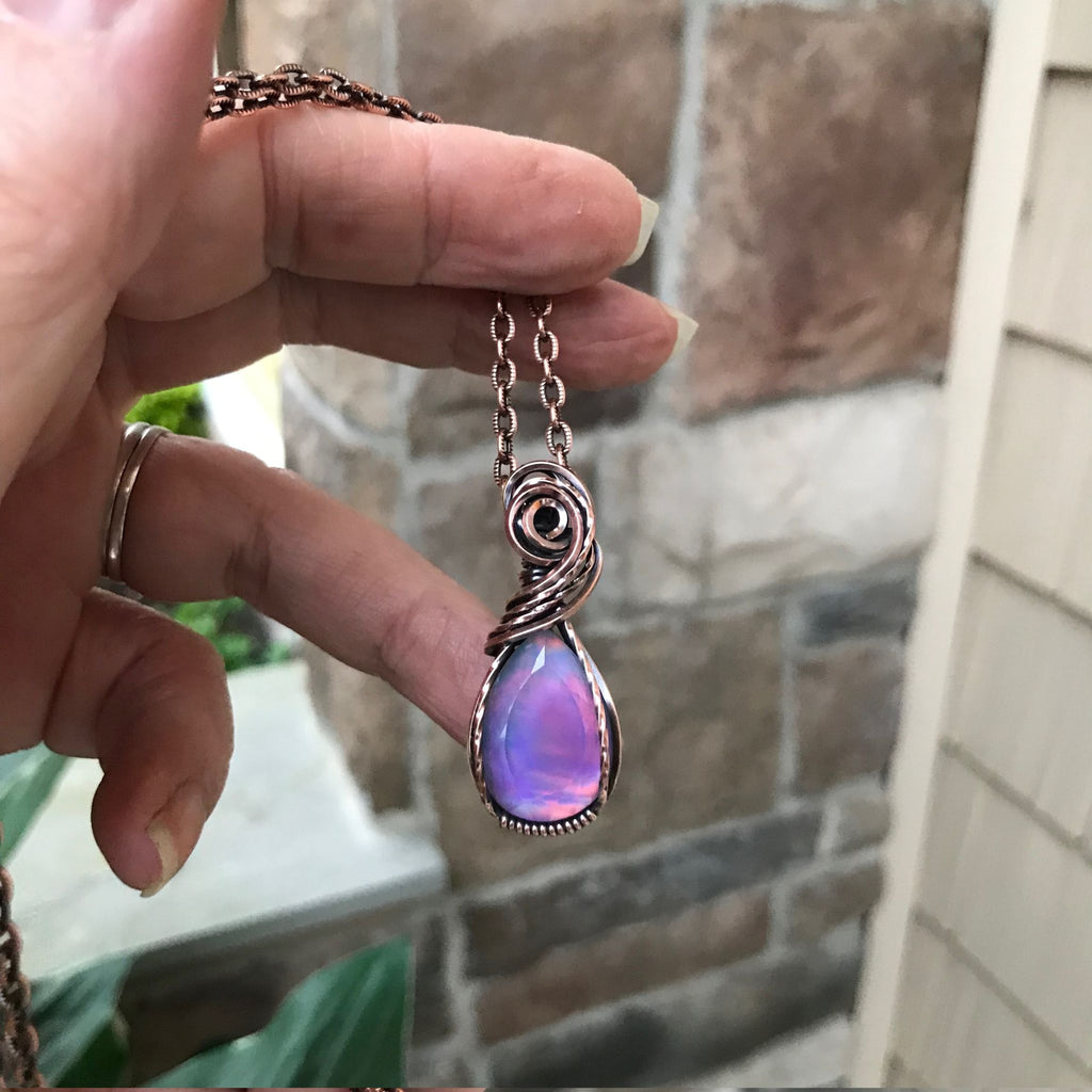 aurora opal copper pendant