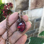 Aurora opal magenta red copper wire wrapped pendant necklace by Moonlet Jewelry