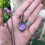 Aurora opal purple and pink copper wire wrapped pendant by Moonlet Jewelry