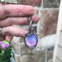 Aurora opal purple and pink copper wire wrapped pendant by Moonlet Jewelry