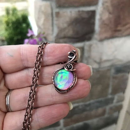 Aurora Opal Small Rainbow Necklace in Copper