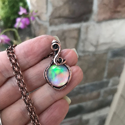 Aurora Opal Small Rainbow Necklace in Copper