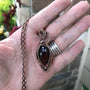 Faceted beer quartz copper wire wrapped pendant by Moonlet Jewelry