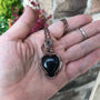 black obsidian copper heart pendant