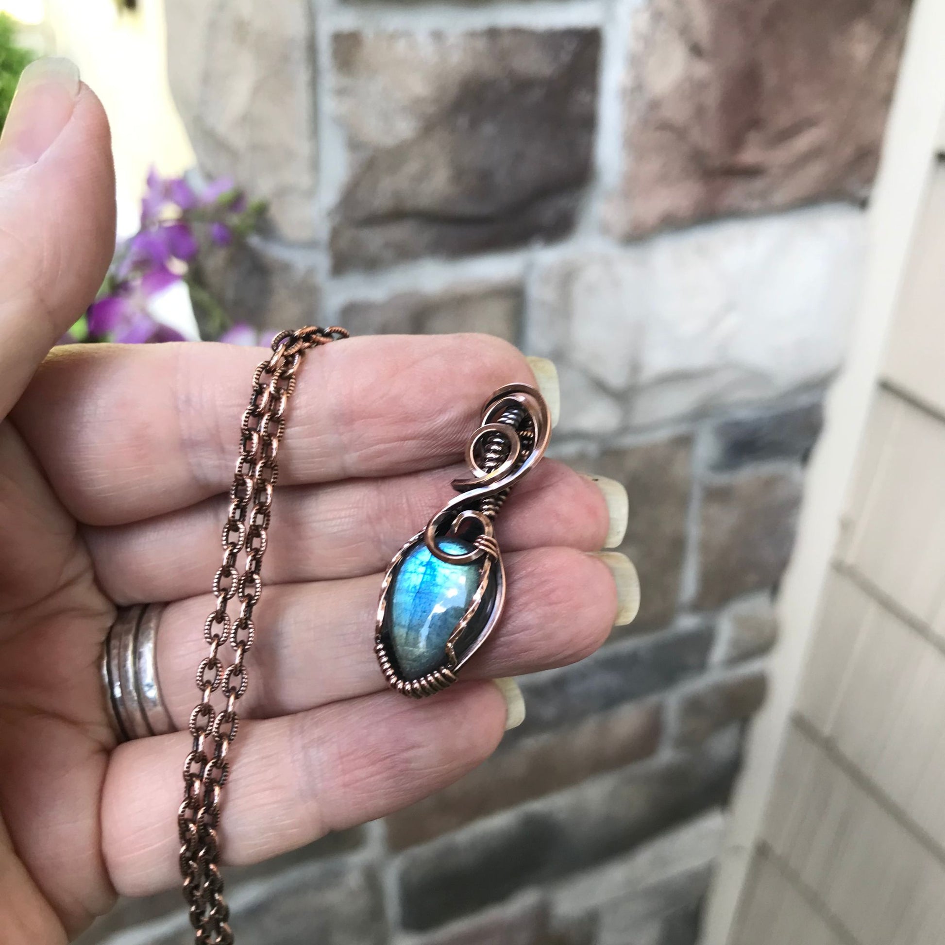 Blue Labradorite Mini Copper Necklace