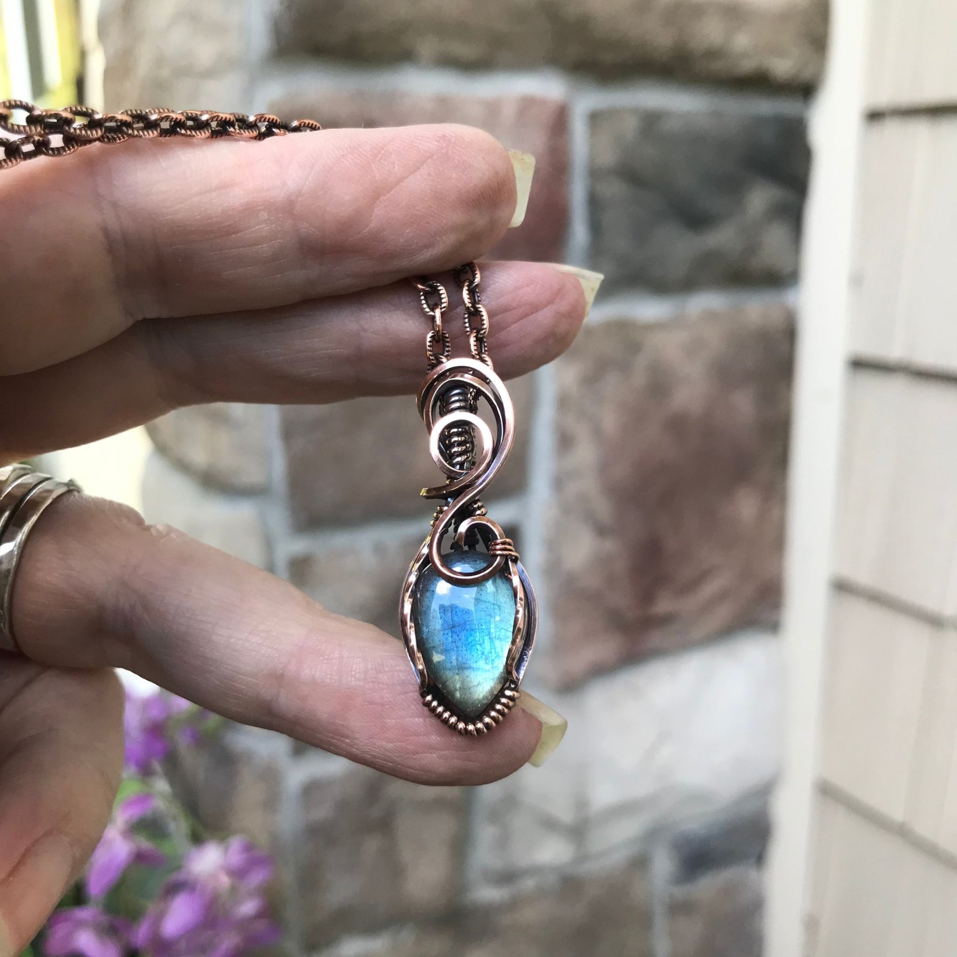 Blue Labradorite Mini Copper Necklace