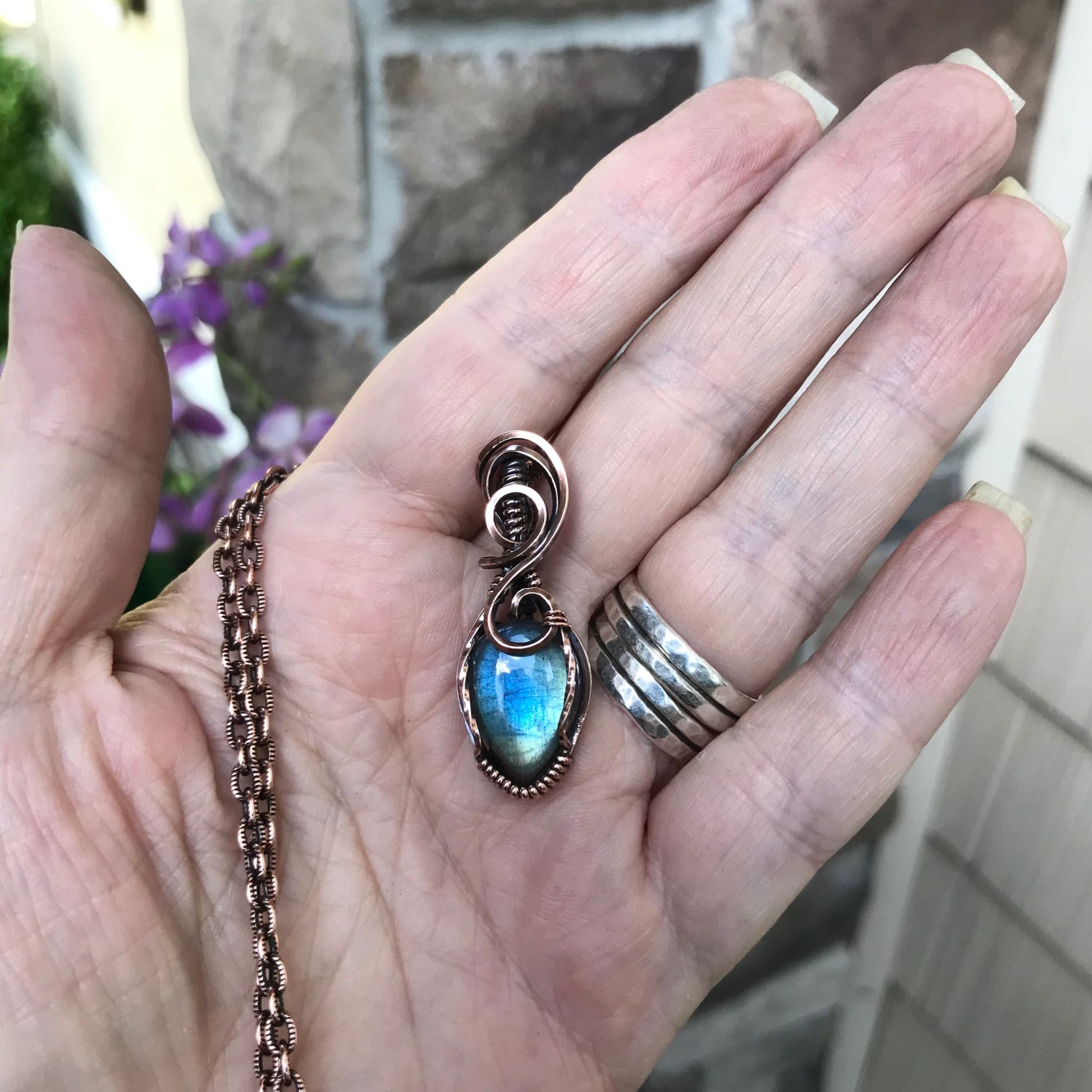 Blue Labradorite Mini Copper Necklace