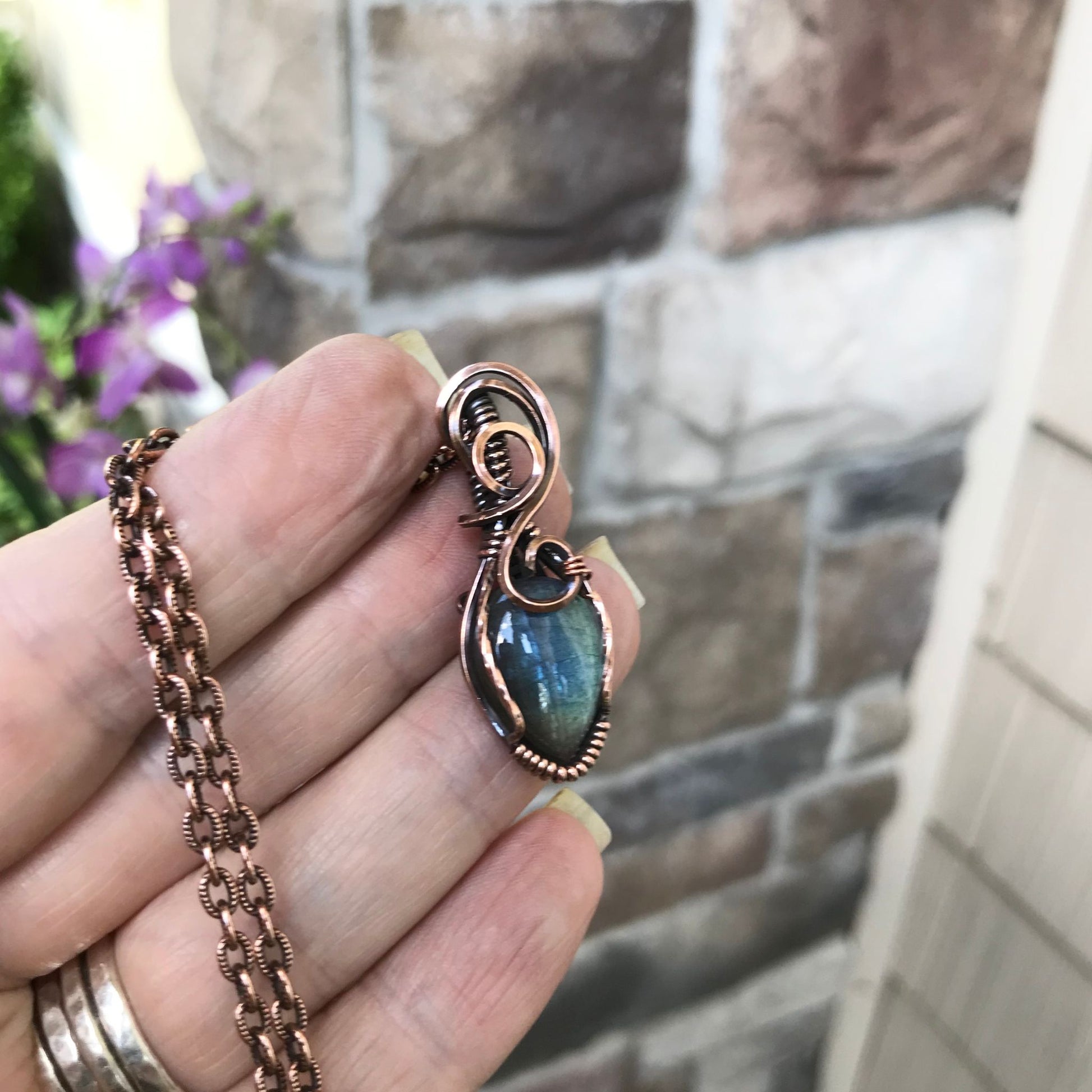 Blue Labradorite Mini Copper Necklace