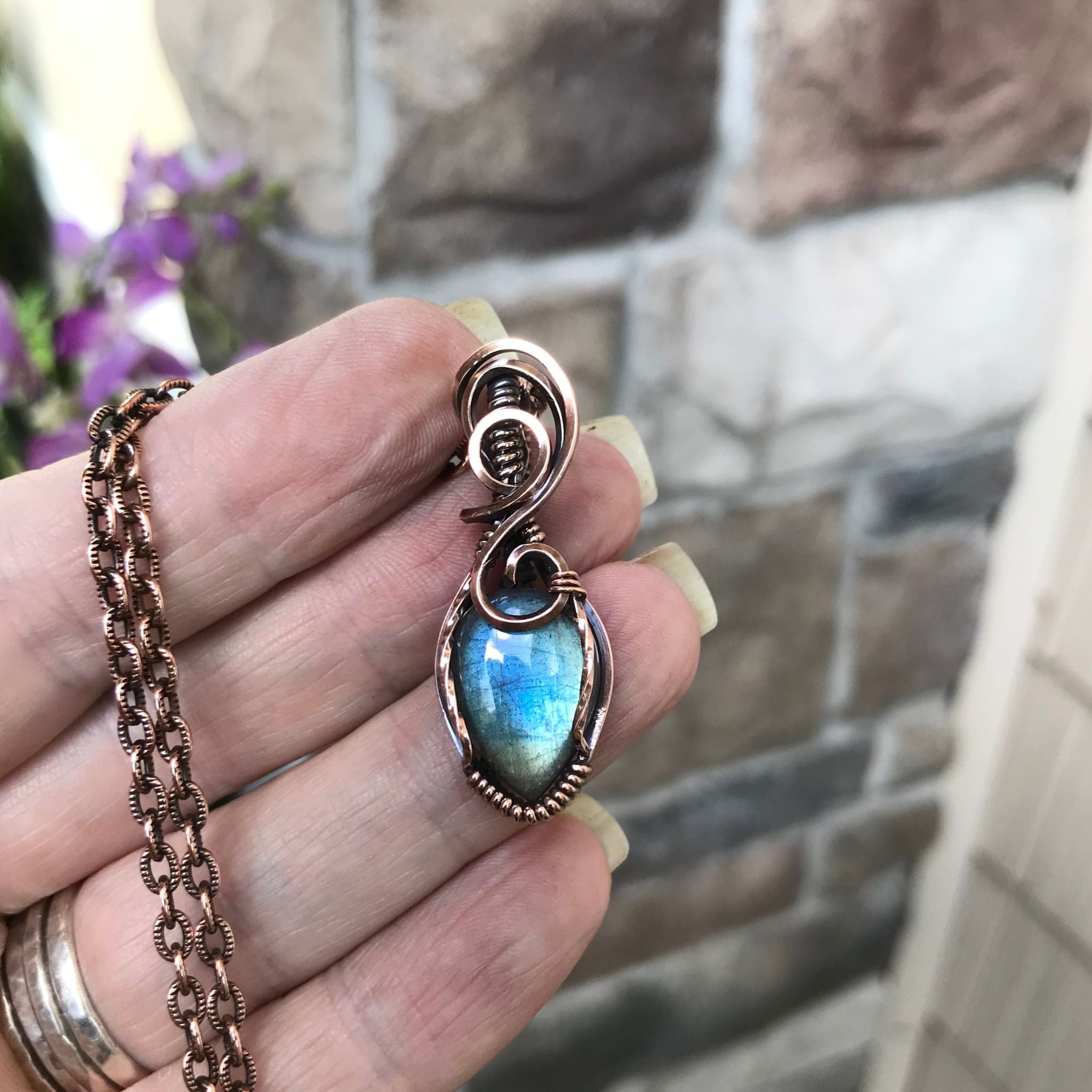 Blue Labradorite Mini Copper Necklace