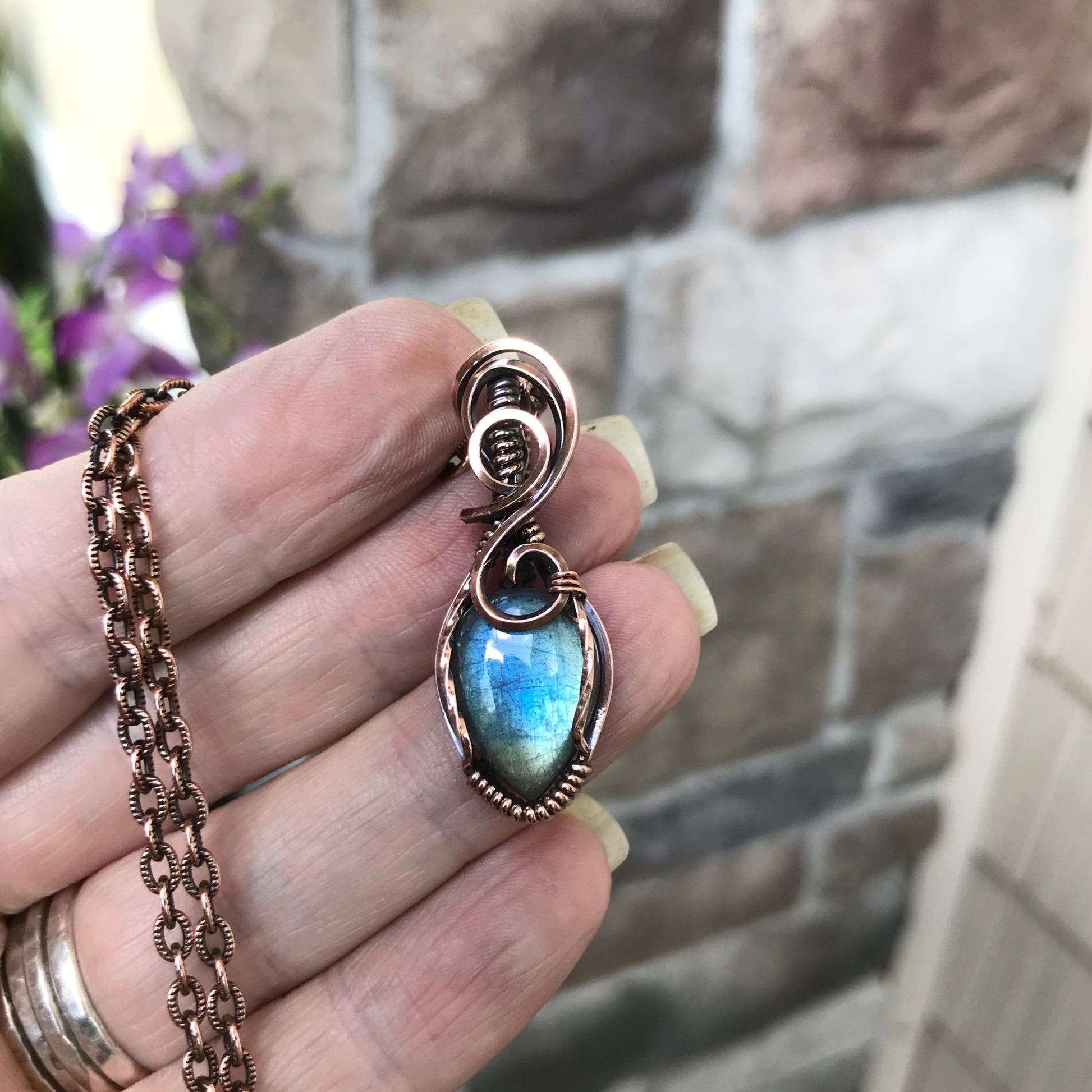 Blue Labradorite Mini Copper Necklace