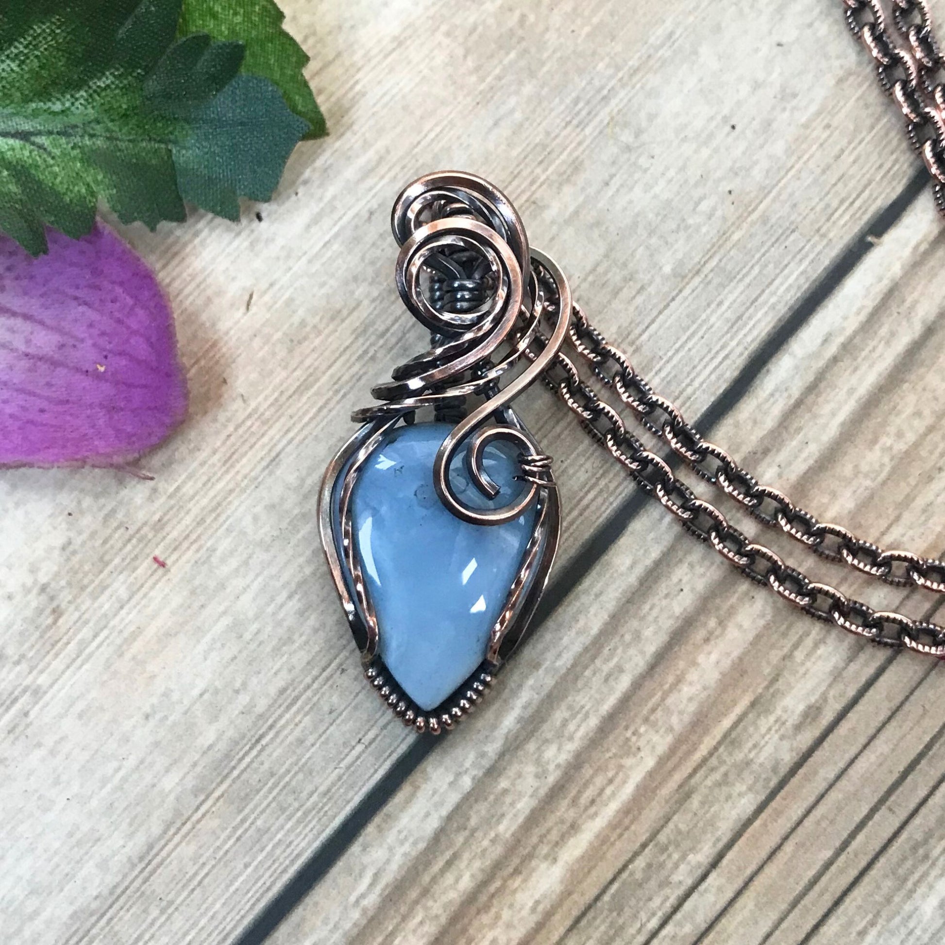 Blue Opal Copper Pendant