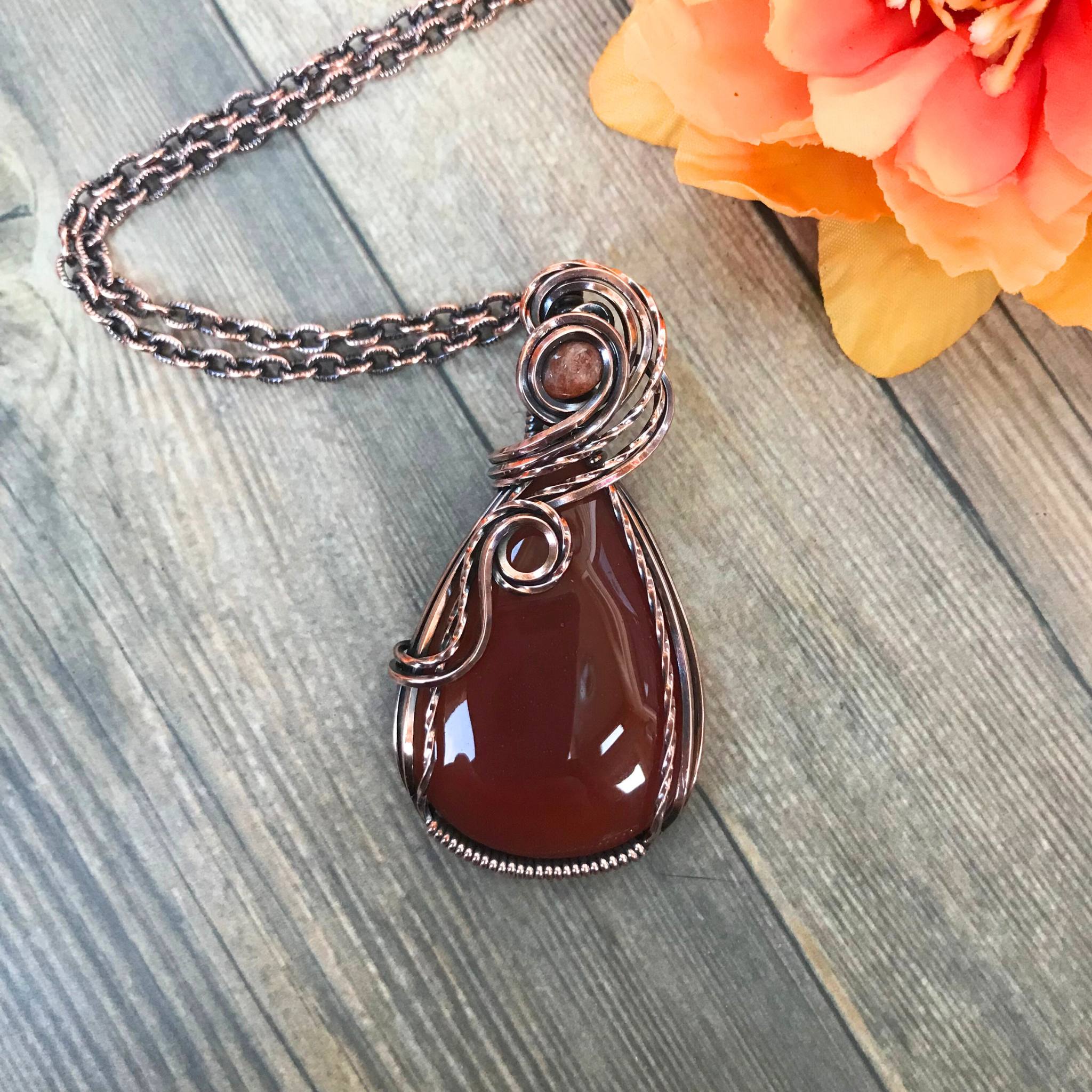 Carnelian & Sunstone Copper Necklace