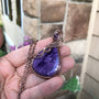 charoite amethyst wire wrapped copper pendant