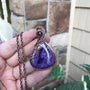 charoite amethyst wire wrapped copper pendant