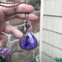 charoite amethyst wire wrapped copper pendant