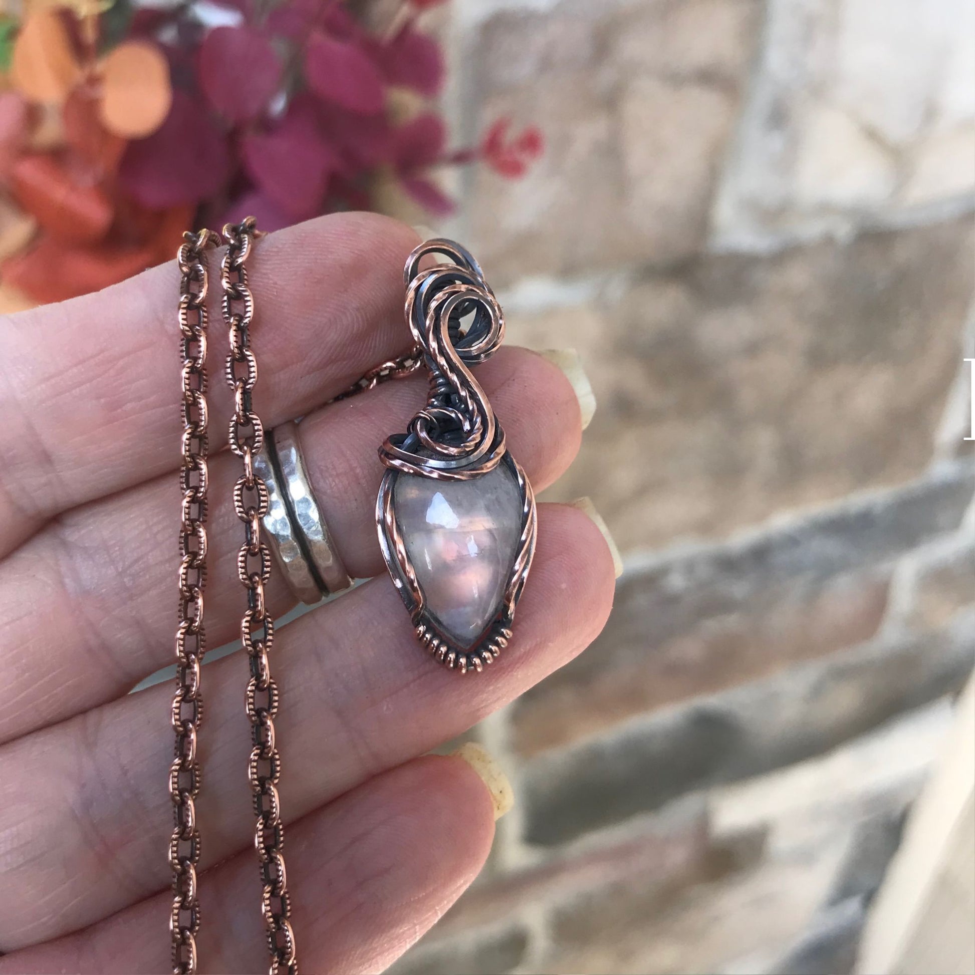 Moonstone Small Copper Pendant