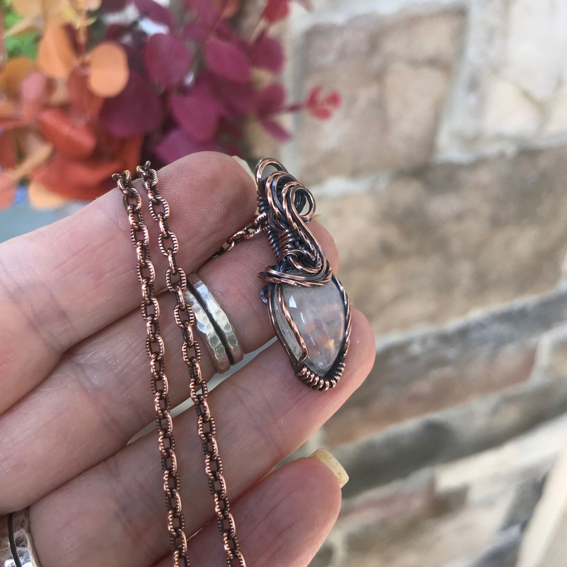 Moonstone Small Copper Pendant