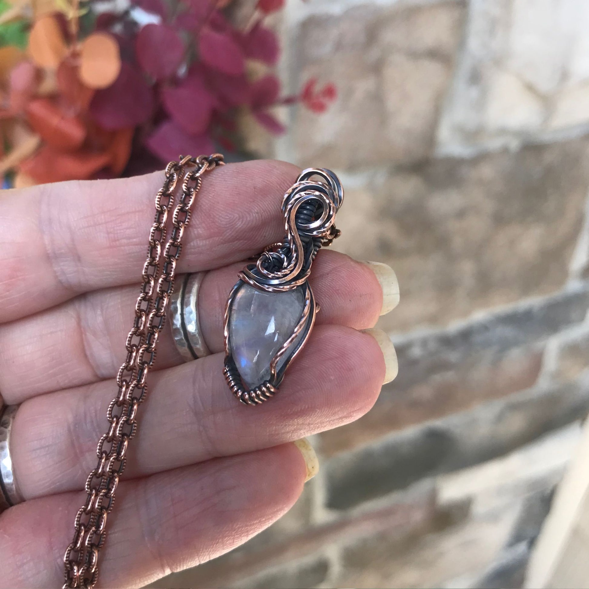 Moonstone Small Copper Pendant