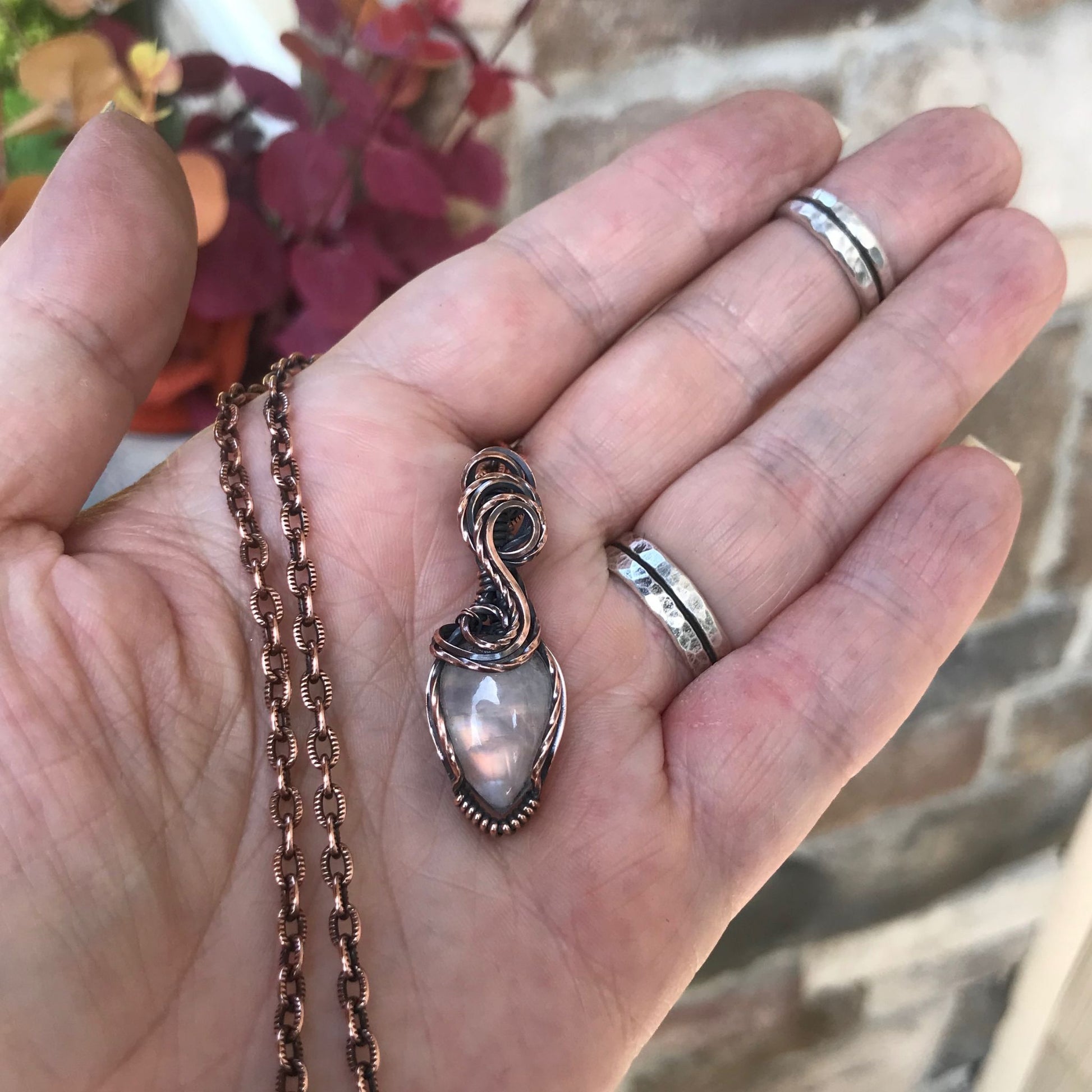 Moonstone Small Copper Pendant