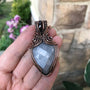 gray moonstone & garnet copper necklace moonlet jewelry