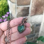 Green aventurine mini heart copper wire wrapped pendant necklace by Moonlet Jewelry