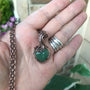 Green aventurine mini heart copper wire wrapped pendant necklace by Moonlet Jewelry