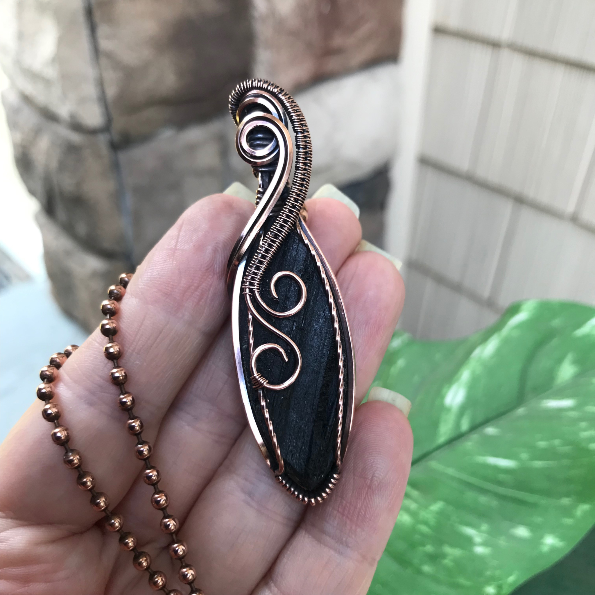Wire wrapped tourmaline on sale