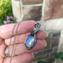 Moonstone oval silver wire wrapped pendant by Moonlet Jewelry