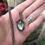 Mother of Pearl oval copper wire wrapped pendant by Moonlet Jewelry
