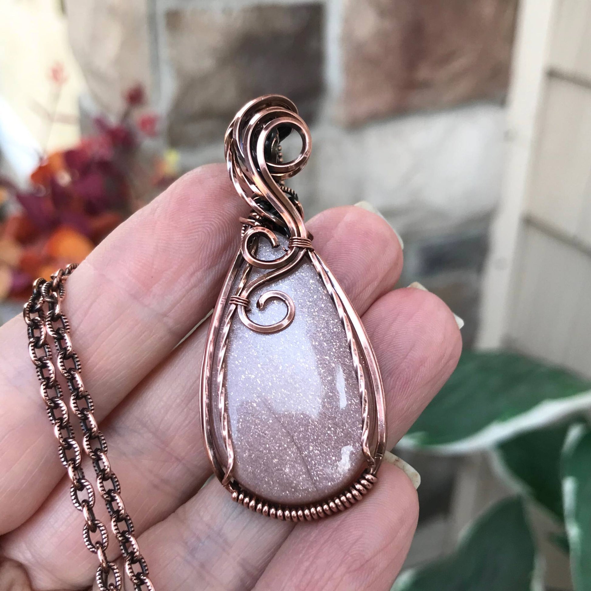 Peach Moonstone Copper Necklace