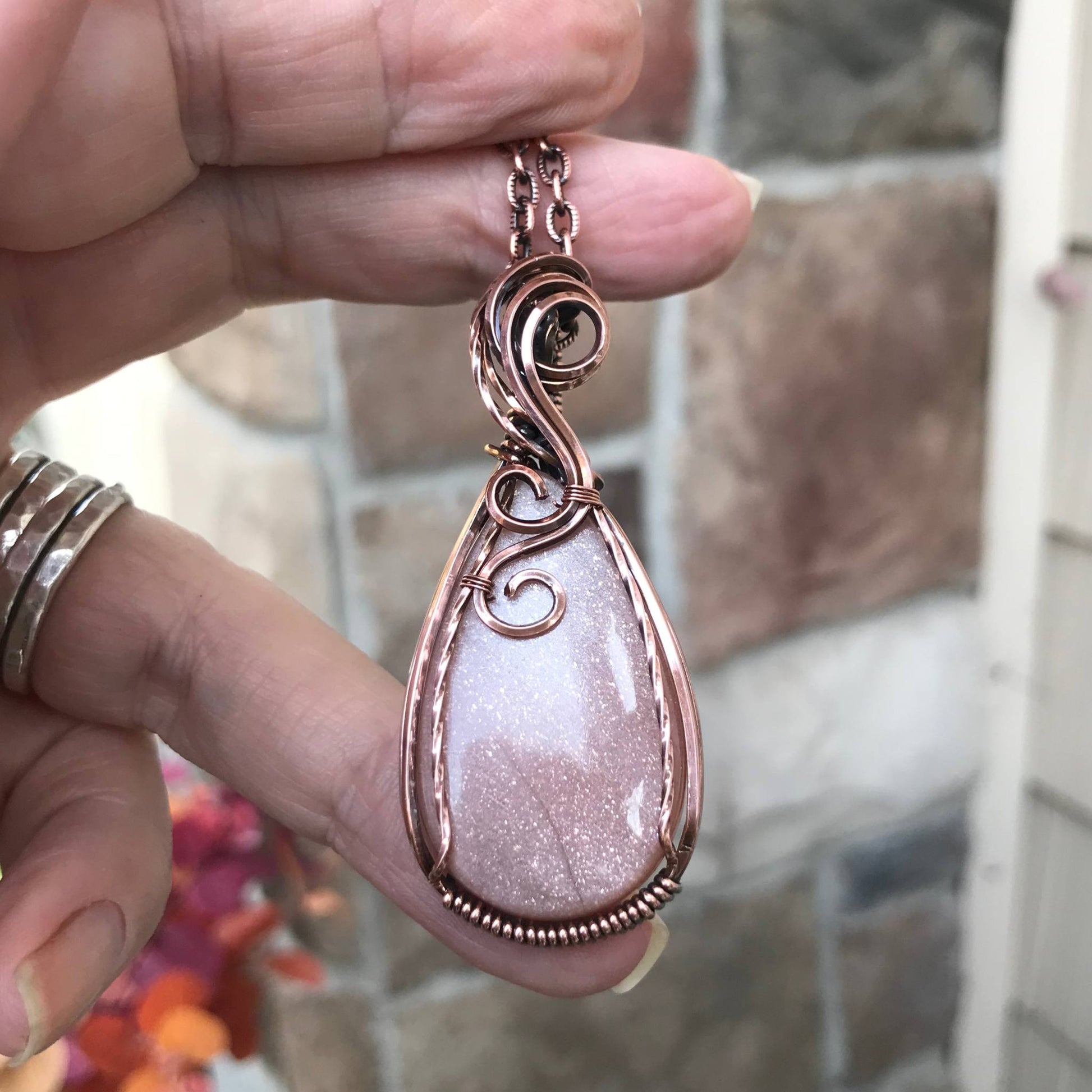 Peach Moonstone Copper Necklace